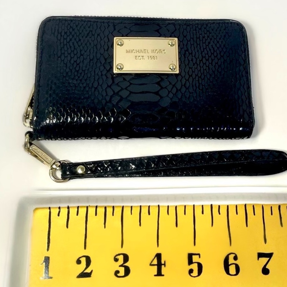 Michael Kors Black Leather Python Pattern Wallet … - image 7